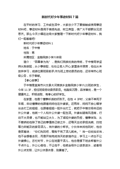 新时代好少年事迹材料7篇