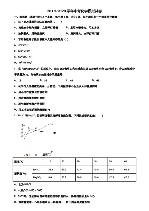 [合集3份试卷]2020衡阳市名校中考化学检测试题