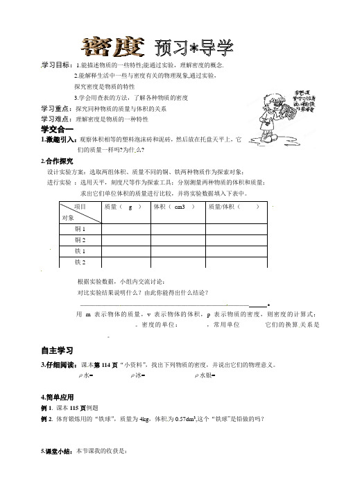 人教版-物理-八年级上册-密度 学案 (2)