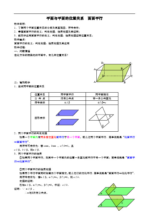 平面与平面的位置关系面面平行