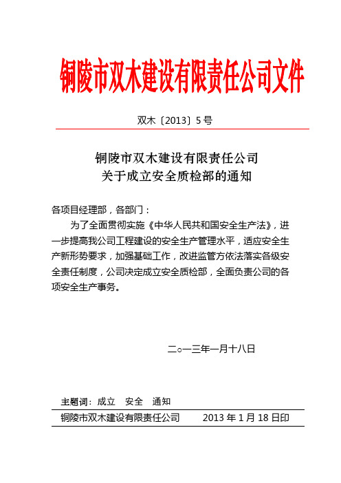 安全生产管理机构设置和专职安全生产管理人员配备情况(企业套用版本)