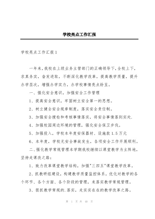 学校亮点工作汇报