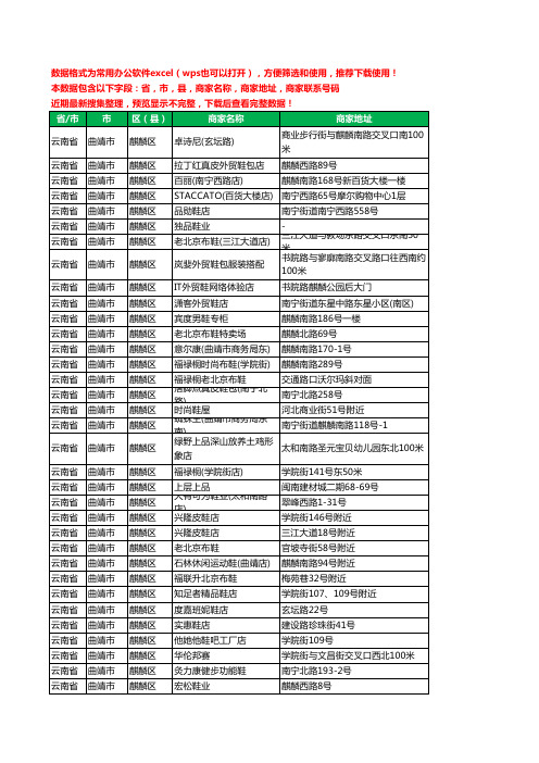 2020新版云南省曲靖市麒麟区鞋工商企业公司商家名录名单黄页联系电话号码地址大全206家