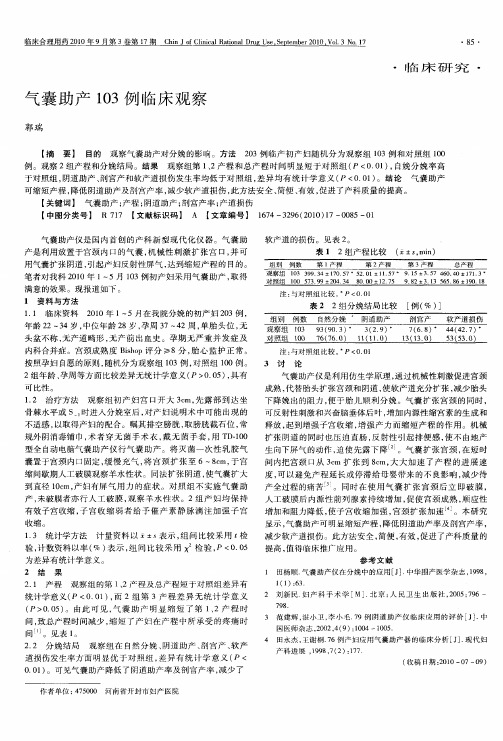 气囊助产103例临床观察