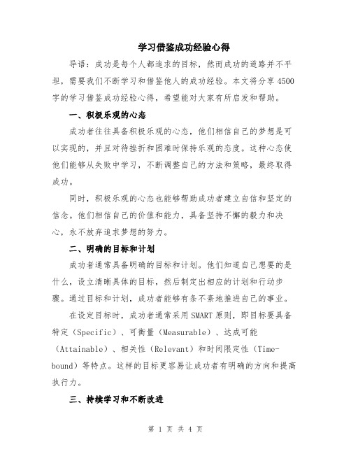 学习借鉴成功经验心得