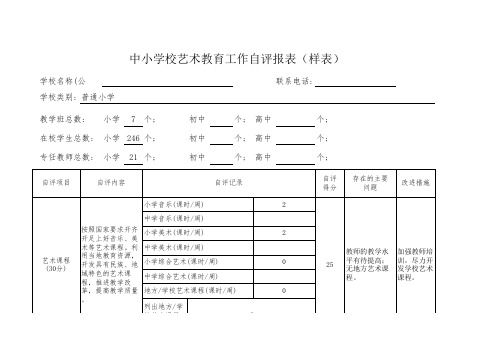 中小学校艺术教育工作自评报表