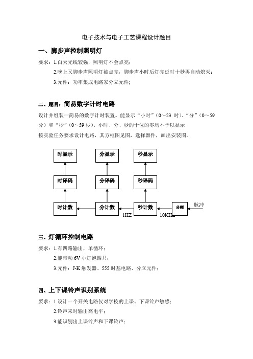 电子工艺课程设计题目