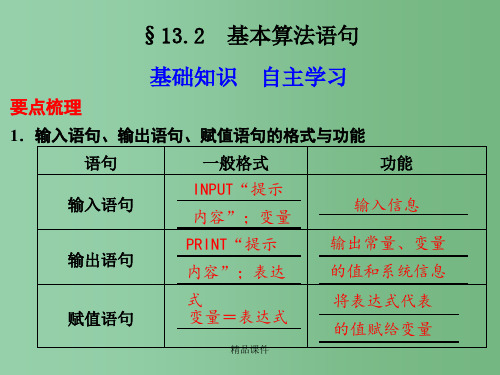 高三数学大一轮复习 13.2基本算法语句