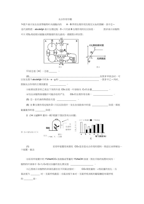 光合作用练习题(有答案)汇编