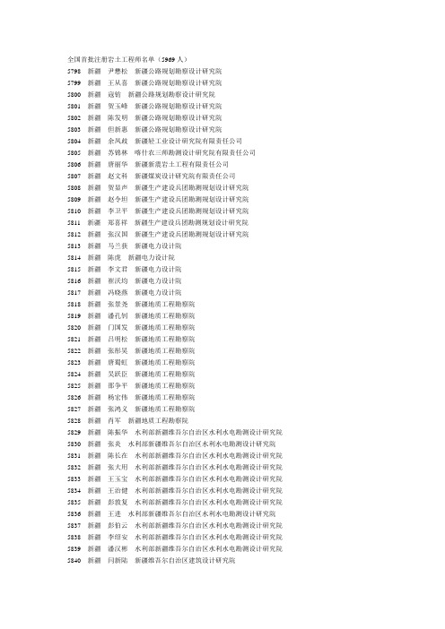 全国首批注册岩土工程师名单