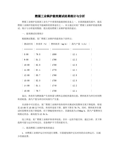 燃煤工业锅炉能效测试结果统计与分析