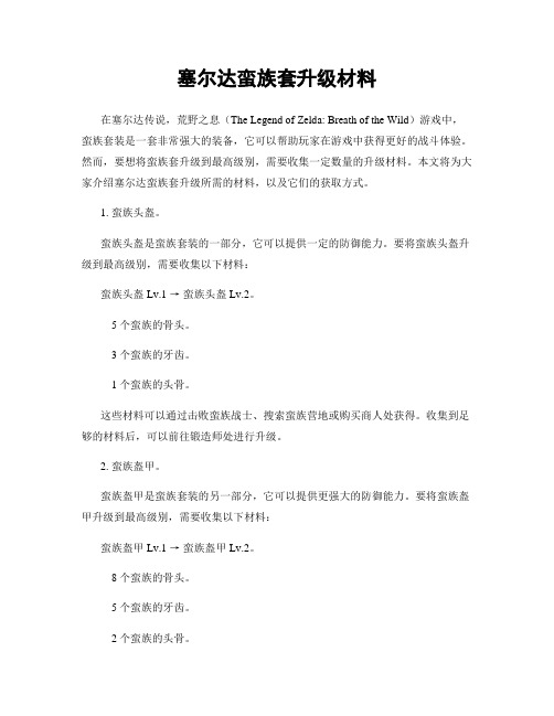 塞尔达蛮族套升级材料