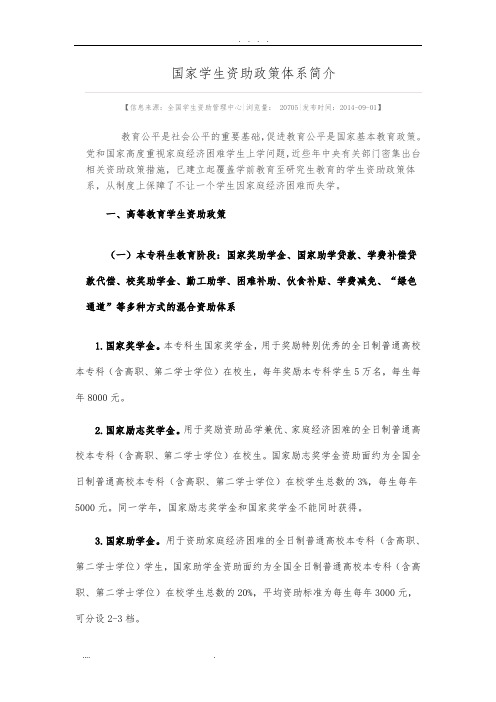 国家学生资助政策体系简介