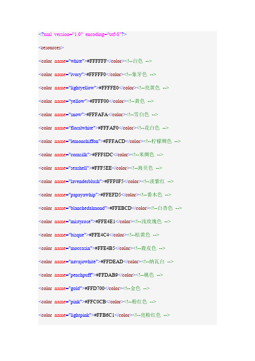 颜色代码大全
