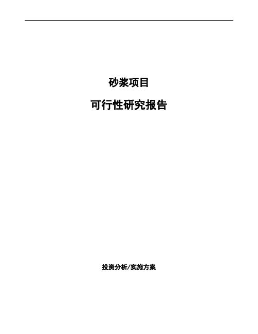 砂浆项目可行性研究报告