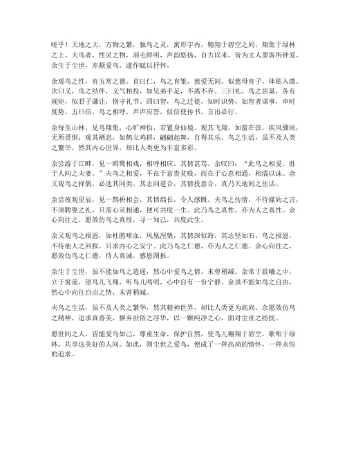 尘世爱鸟的文言文翻译