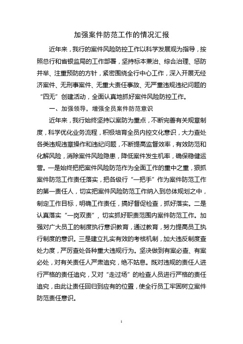 农发行分行案件防范工作情况汇报