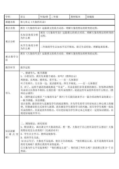 部编版语文二年级下册-课文(六)-教案-19 大象的耳朵14