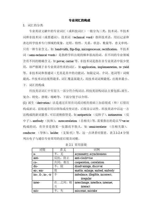 科技英语的翻译——02 专业词汇的构成