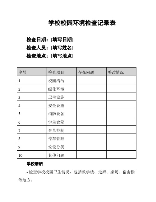 学校校园环境检查记录表