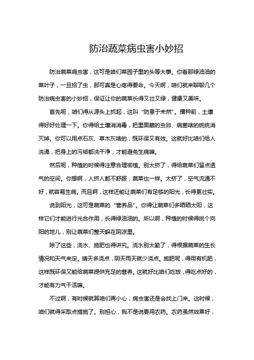 防治蔬菜病虫害小妙招