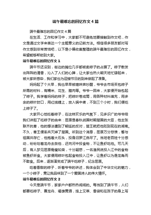 端午最难忘的回忆作文4篇