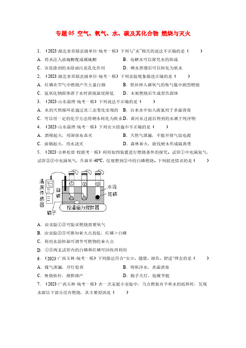 专题05 空气、氧气、碳及其化合物 燃烧与灭火-中考化学一模试题分项汇编(全国通用)(原卷版)