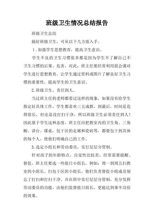 班级卫生情况总结报告