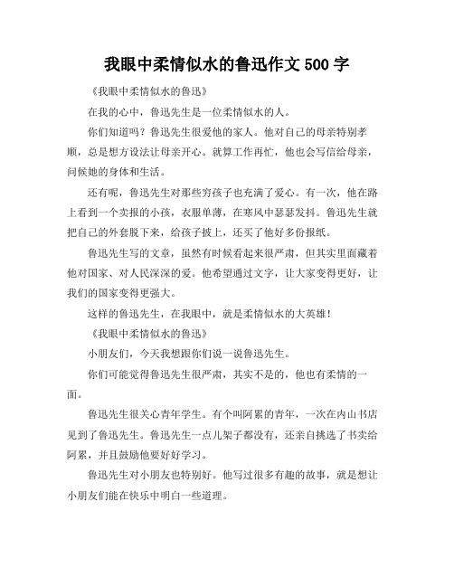 我眼中柔情似水的鲁迅作文500字