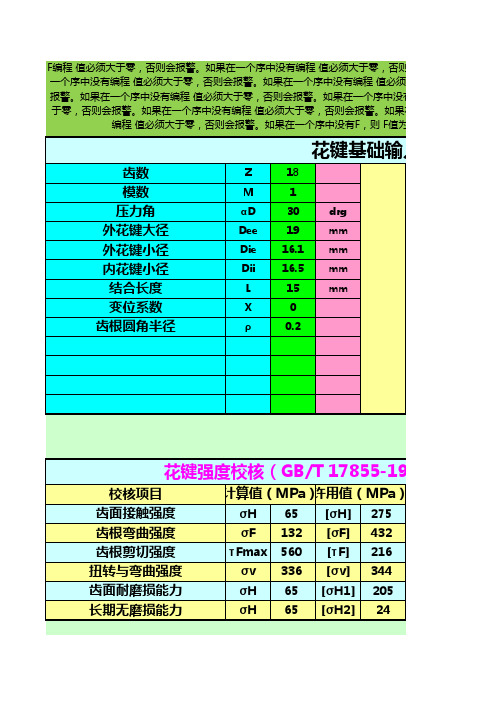 花键强度校核程序