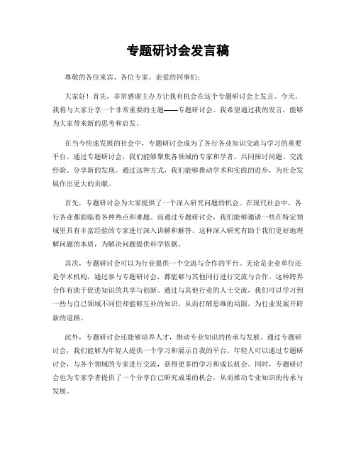 专题研讨会发言稿