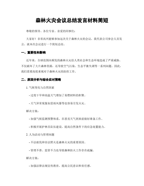 森林火灾会议总结发言材料简短