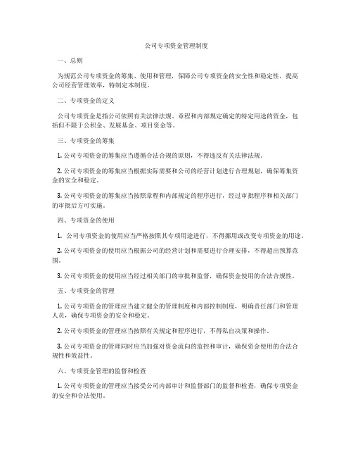 公司专项资金管理制度