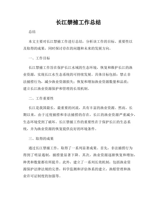 长江禁捕工作总结