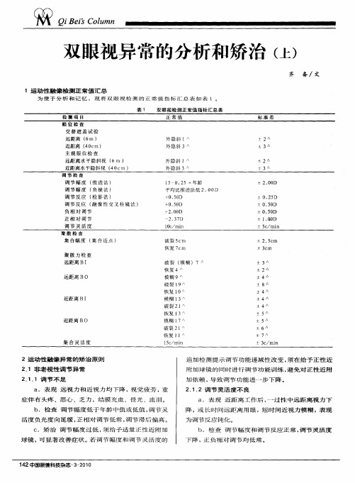 双眼视异常的分析和矫治(上)