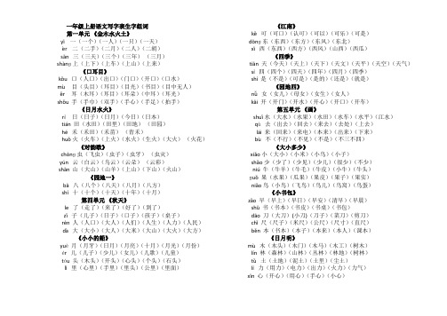 新人教版小学语文一年级上册写字表生字组词