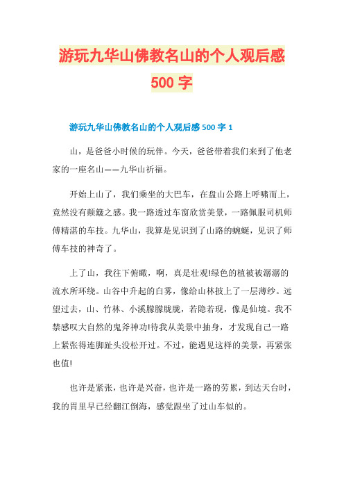 游玩九华山佛教名山的个人观后感500字