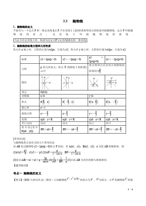 抛物线(精讲)    讲义