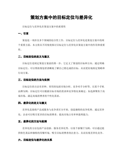 策划方案中的目标定位与差异化