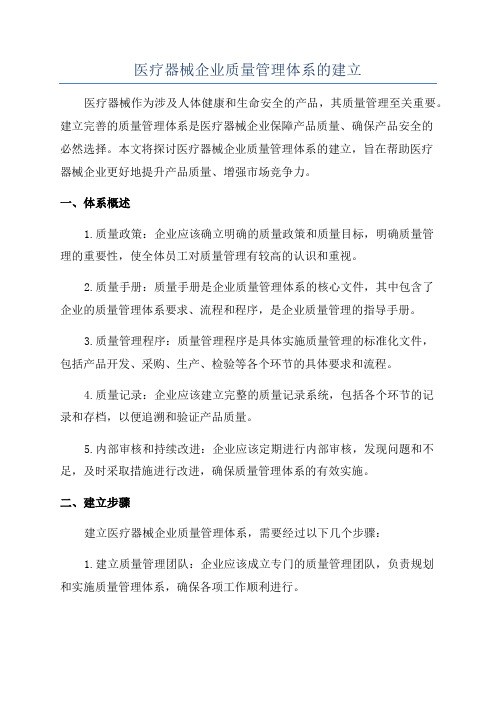 医疗器械企业质量管理体系的建立