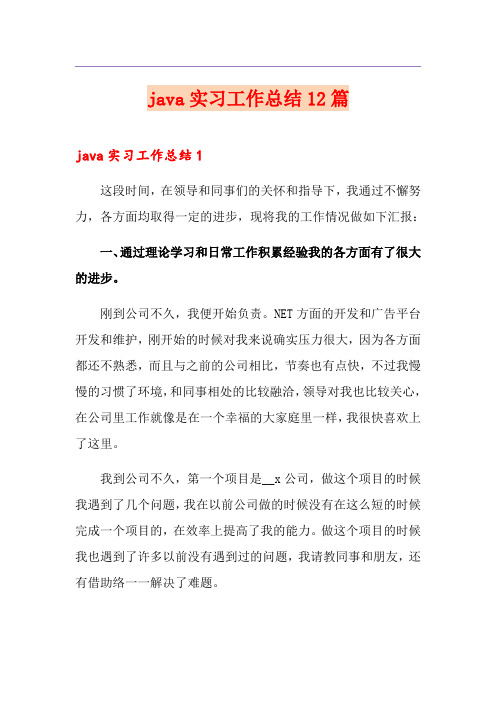 java实习工作总结12篇