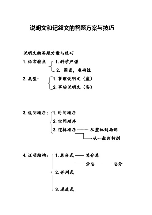 说明文和记叙文的答题方案与技巧