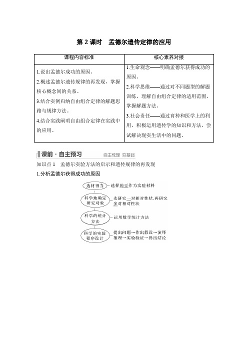 高中生物新教材必修二 同步试卷讲义 第2课时 孟德尔遗传定律的应用