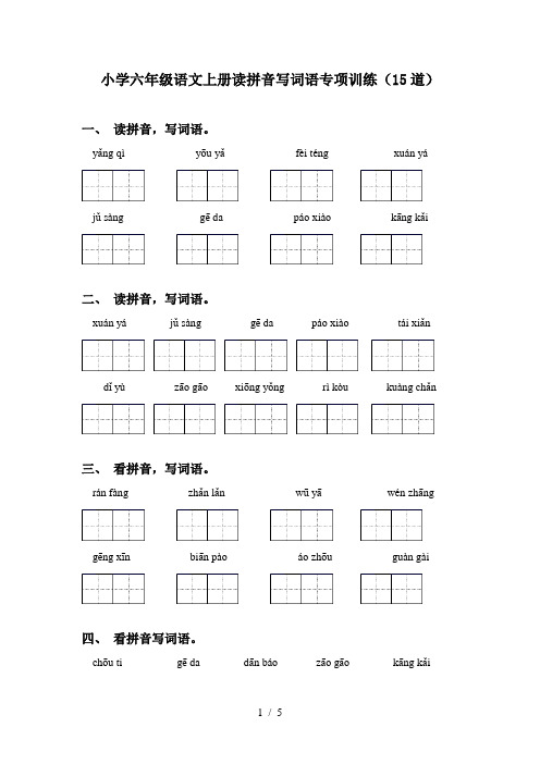 小学六年级语文上册读拼音写词语专项训练(15道)