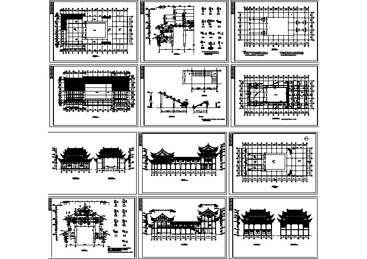 某地农村古建筑祠堂戏台全套施工设计cad图纸