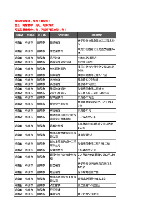 新版湖南省株洲市醴陵市装修公司企业公司商家户名录单联系方式地址大全36家