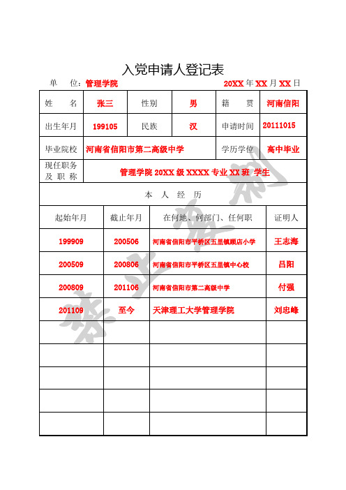 1-2入党申请人登记表(模板)