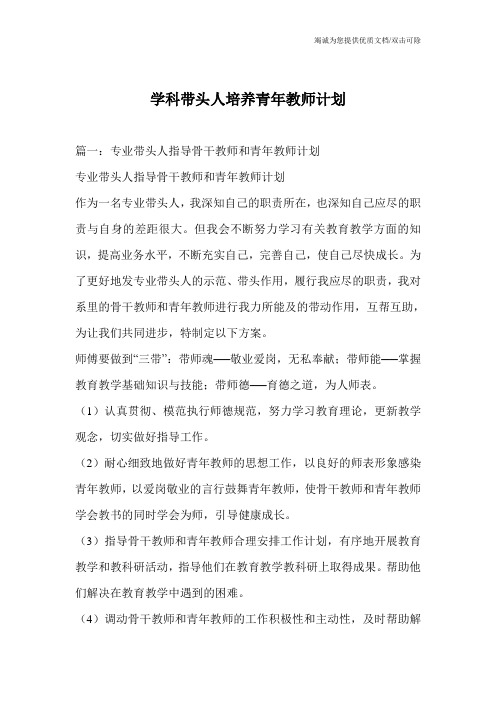 学科带头人培养青年教师计划