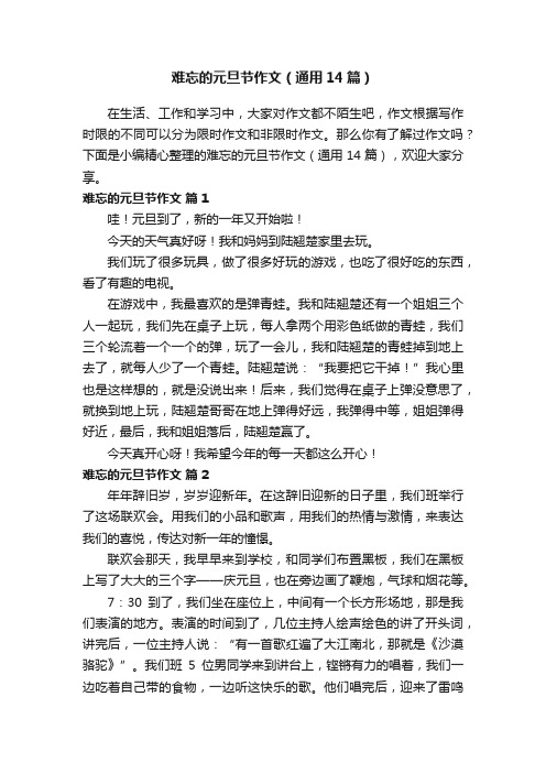 难忘的元旦节作文（通用14篇）