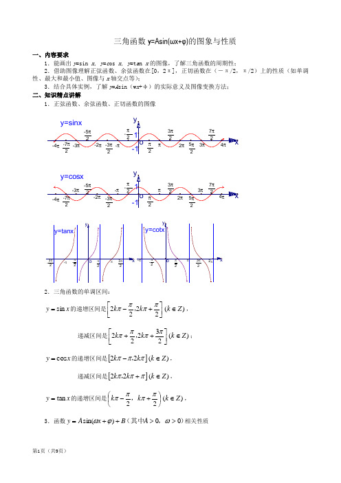 高二-三角函数y=Asin(ωx+φ)的图象与性质